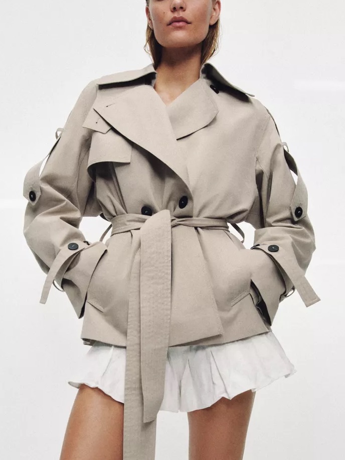 Nwt Zara Zw Collection Oversized Water Repellent Trench Coat With Belt — image 3 of 8